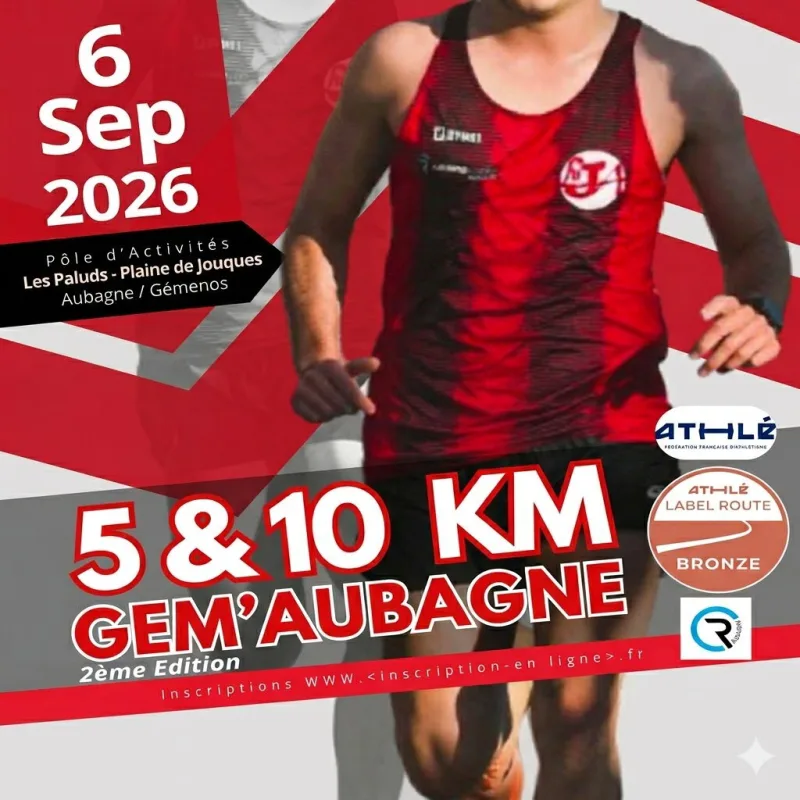 5 & 10 KM GEM’AUBAGNE — Aubagne (13), 6 septembre 2026 · Course à pied