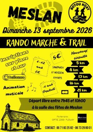 6 ème Rando Marche Trail Botoù Koat Meslan 2026 — Le faouet (56), 13 septembre 2026 · Trail