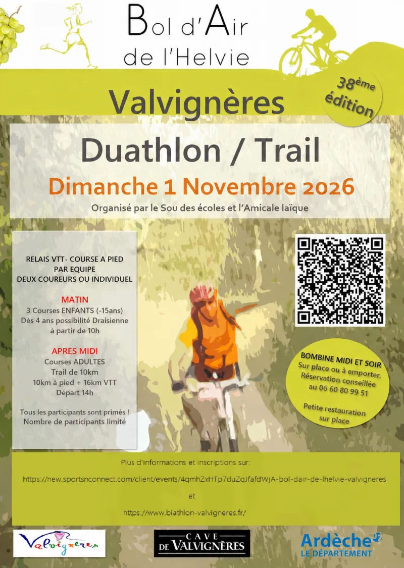 Bol d’Air de l’Helvie Valvignères — Rochemaure (07), 1 novembre 2026 · Trail