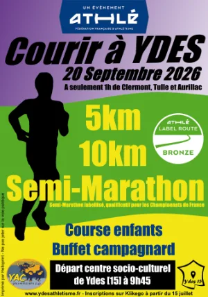Courir à Ydes 2026 — Madic (15), 20 septembre 2026 · Course à pied