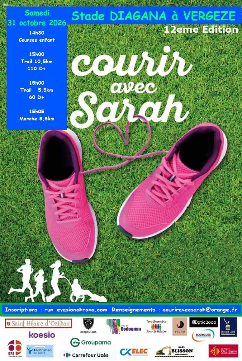 Courir Avec Sarah — Castillon du gard (30), 31 octobre 2026 · Course à pied