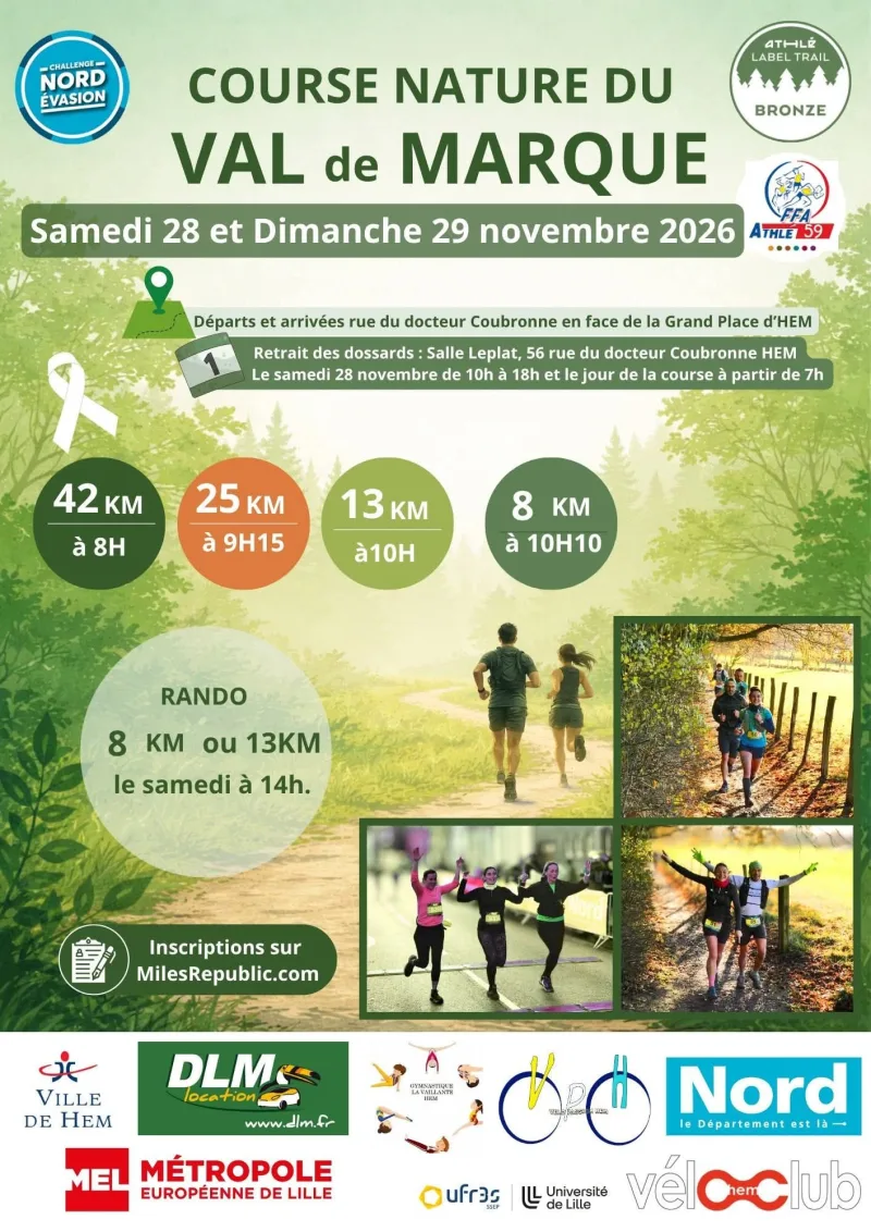Course Nature du Val de Marque — Douai (59), 29 novembre 2026 · Trail