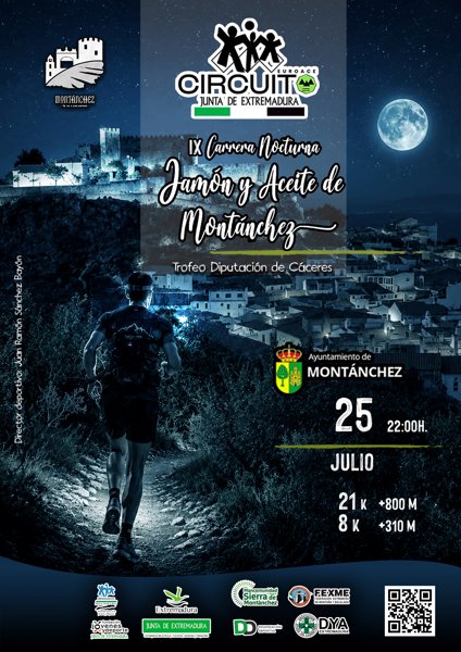 IX Carrera Nocturna Jamón y Aceite de Montánchez — Montanchez (CC), 25 de julio de 2026 · Camino