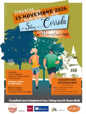 Les 5 km de la corrida de Marcelcave (qualificatifs aux championnats de France) — Aubigny (80), 15 novembre 2026 · Course à pied