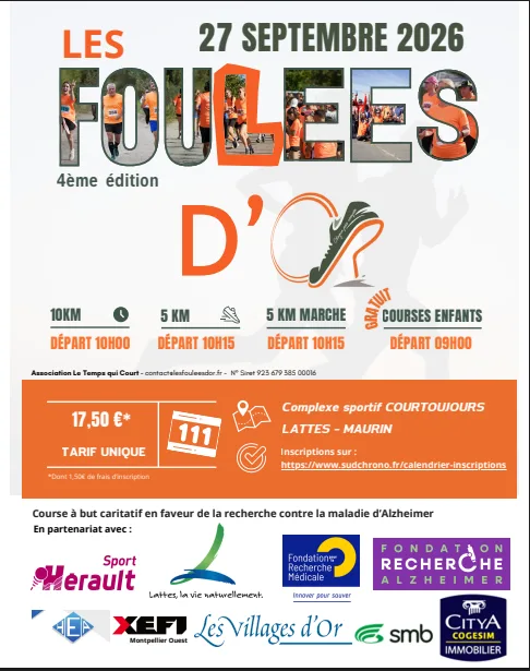 Les Foulées d'Or — Lattes (34), 13 septembre 2026 · Course à pied