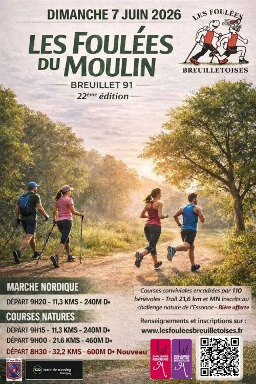 Les Foulées du Moulin de Breuillet — St yon (91), 7 juin 2026 · Course à pied