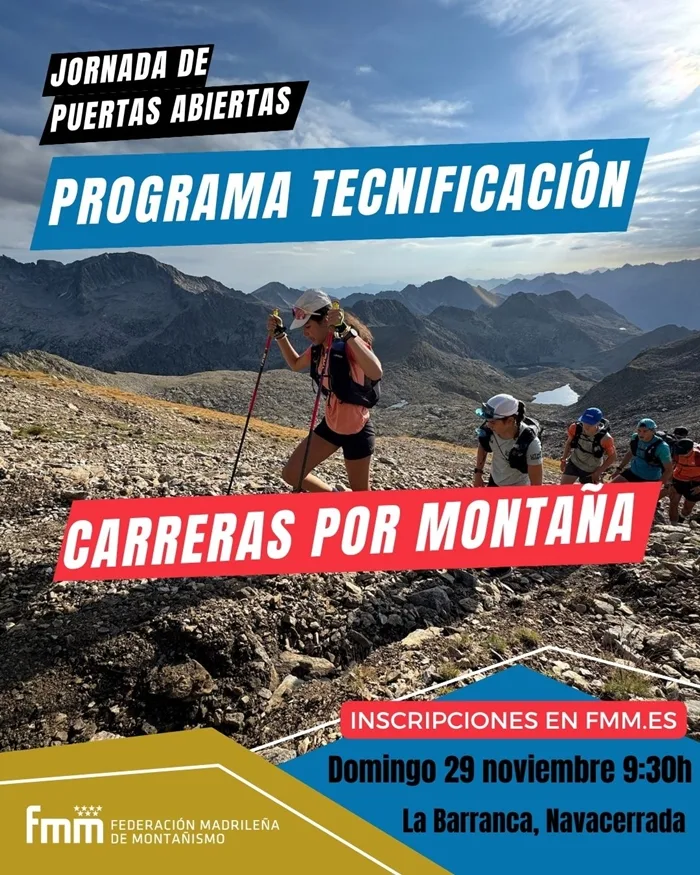 Programa Tecnificación Carreras por montaña 2026. Jornada de Puertas Abiertas — Navacerrada (Pueblo) (M), 29 de noviembre de 2026 · Trail