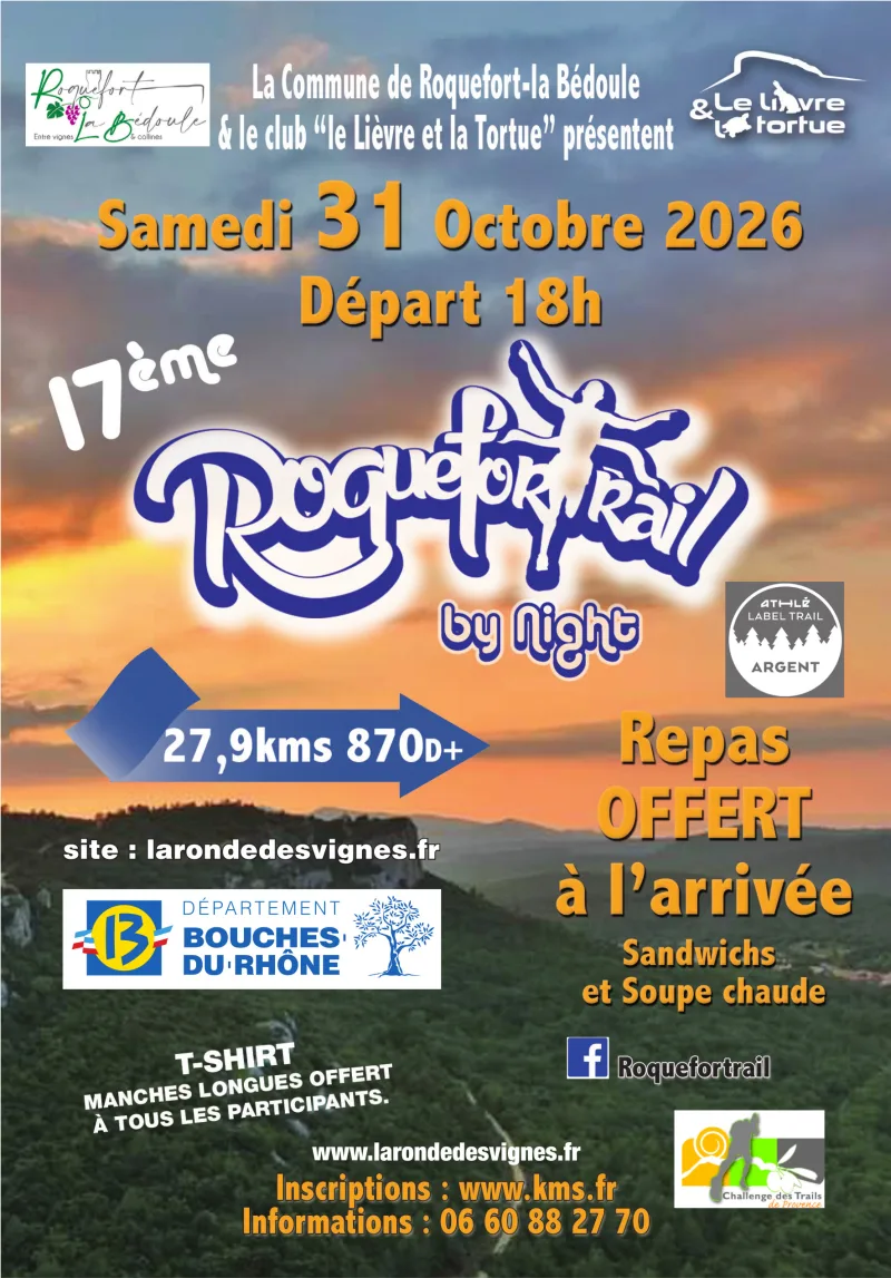 Roquefortrail 2026 — Roquefort la bedoule (13), 31. Oktober 2026 · Trail