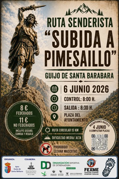 Ruta Senderista Subida a Pimesaillo — Guijo De Santa Barbara (CC), 6 de junio de 2026 · Caminar