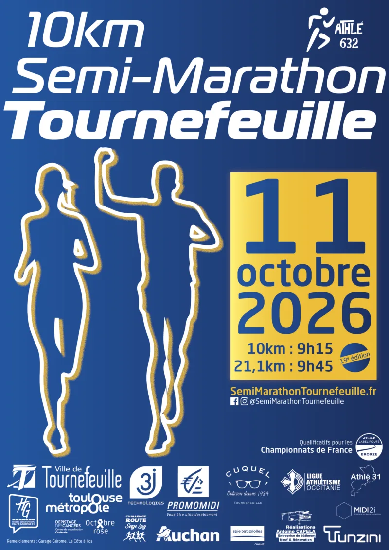 Semi-marathon de Tournefeuille 2026 — Tournefeuille (31), 11 octobre 2026 · Course à pied
