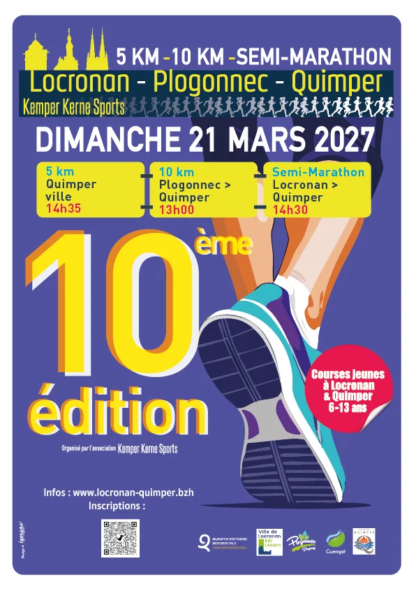 Semi-marathon Locronan-Plogonnec-Quimper 2027 — Quimper (29), 21 mars 2027 · Course à pied