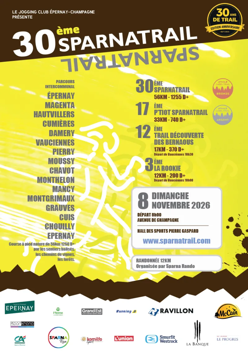 Sparnatrail — Epernay (51), 7 novembre 2026 · Trail