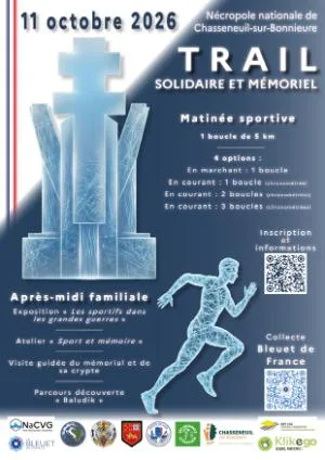 Trail (course, marche) solidaire des blessés des Armées — Cellefrouin (16), 11 octobre 2026 · Trail