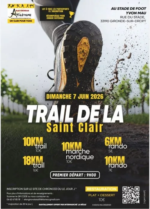 Trail de la Saint Clair — Les esseintes (33), 7 juin 2026 · Trail