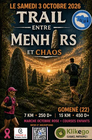 TRAIL ENTRE MENHIRS ET CHAOS 2026 — Merillac (22), 3 ottobre 2026 · Trail