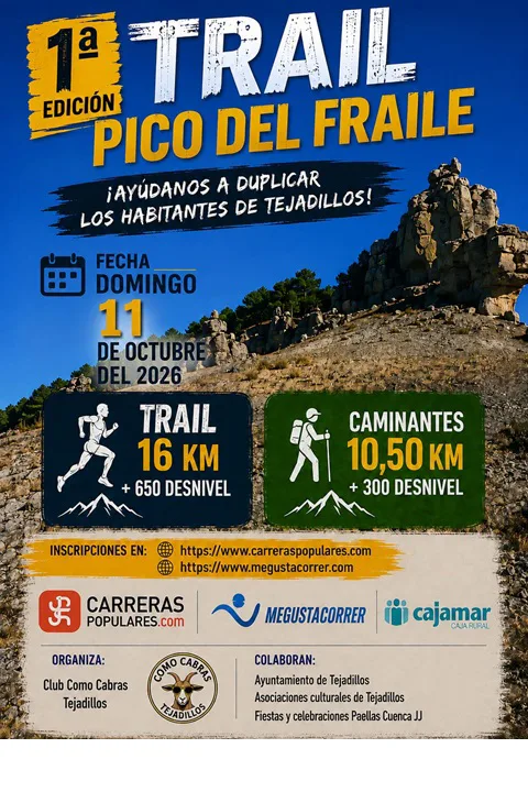 TRAIL MONTAÑA PICO DEL FRAILE DE TEJADILLOS — Zafrilla (CU), 11 de octubre de 2026 · Trail