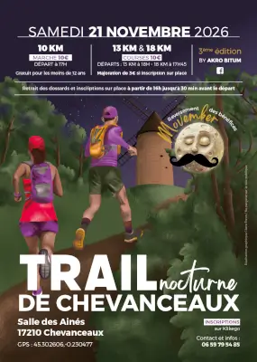 Trail Nocturne de Chevanceaux — Bran (17), 21 novembre 2026 · Trail