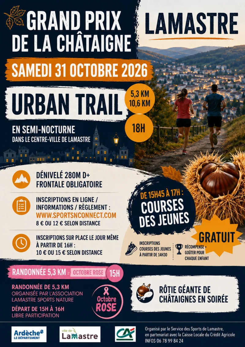 Urban-Trail / Grand Prix de la Châtaigne — Nozieres (07), 31 octobre 2026 · Trail
