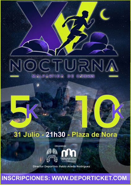 XV Carrera Popular Nocturna Malpartida de Cáceres — Malpartida De Caceres (CC), 31 de julio de 2026 · Correr