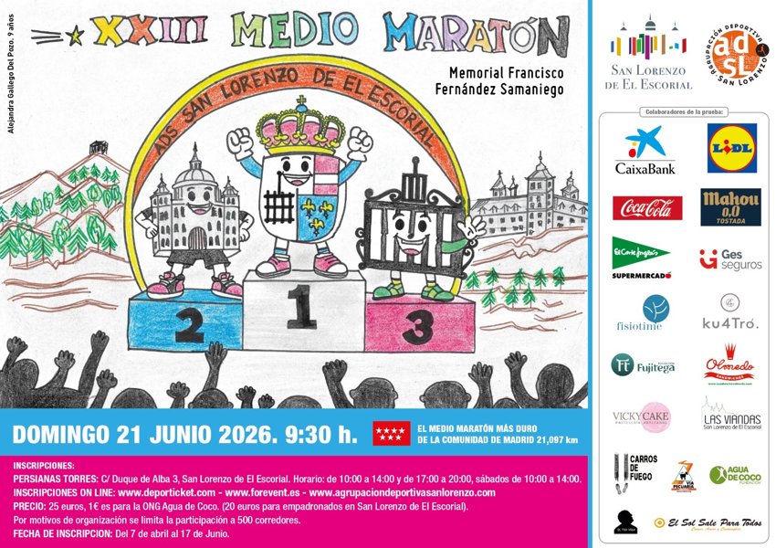 XXIII Medio Maratón de San Lorenzo del Escorial — San Lorenzo De El Escorial (M), 21 de junio de 2026 · Correr